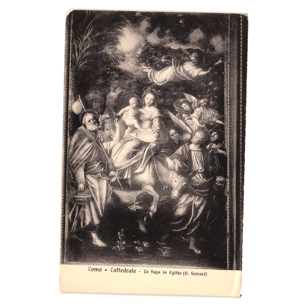 Como Cattedrale Vintage Postcard La Fuga In Egitto G Ferrari Religious Artwork
